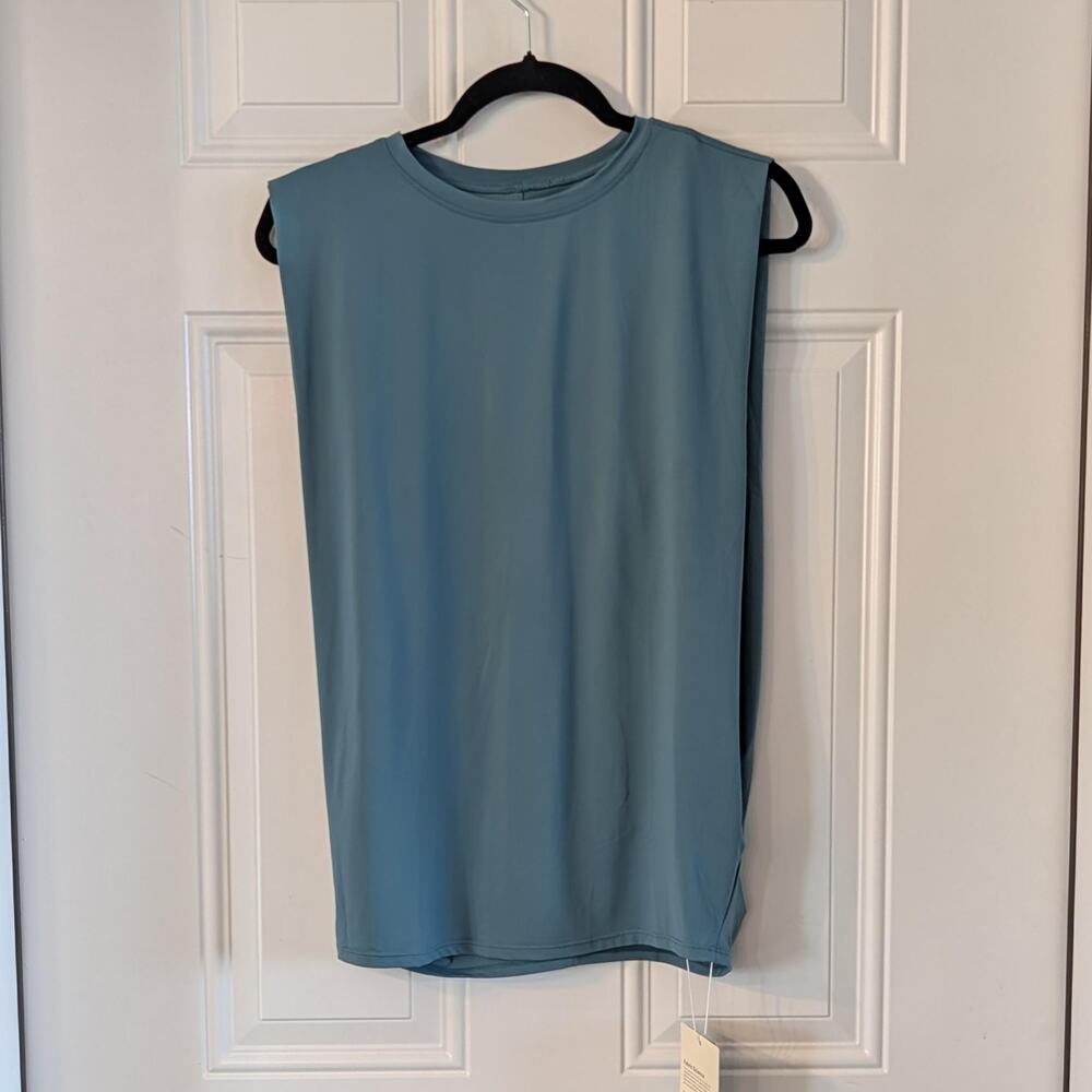 Halara Round Neck Ruched Cool Touch Hydro Yoga Tank Top UPF50+ - Picture 3 of 6